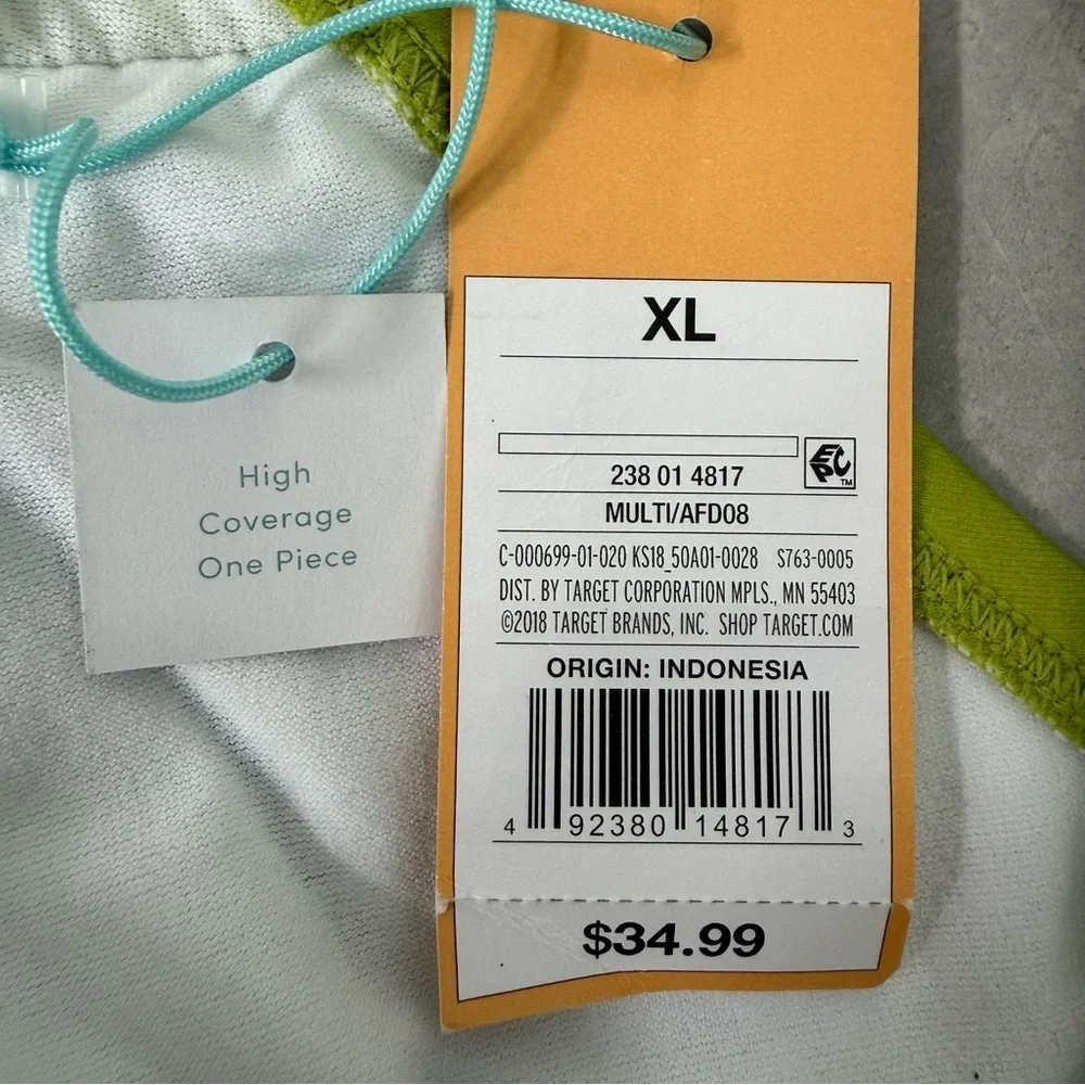 Women’s Kona Sol High Coverage One Piece Swimsuit Strappy Back Polka Dot Size XL